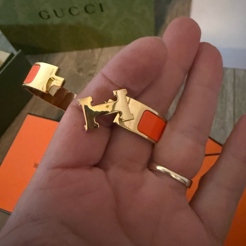 Hermes Vibrant Orange and Gold Women's Bracelet - Picture 5 of 6